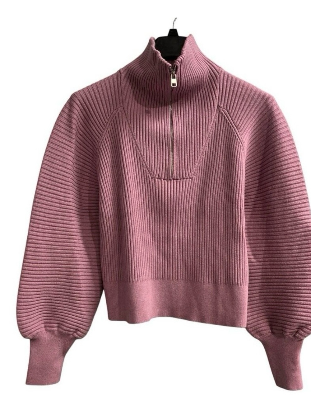 Varley Camden Ribbed Half-Zip Sweater in Dusty Rose
